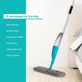 img 3 attached to 🧹 Flexi-Neck Spray Mop: 2 Reusable Pads, 500ML Refillable Bottle - Dust & Hardwood Floor Cleaning for Home, Kitchen, Laminate Floors, Ceramic Tiles (Green)