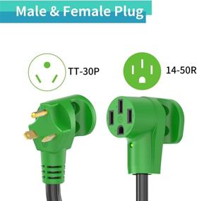 img 3 attached to 🔌 RVMATE 30 Amp to 50 Amp RV Adapter Cord 12'', NEMA TT-30P Male to NEMA 14-50R Female Dogbone, 180° Bend, Right-Angle Handle with LED Indicator - Boost Your RV Power Supply!