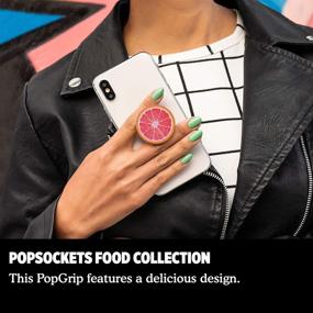 img 2 attached to 🍊 Подставка для телефона с рукояткой и стендом PopSockets PopGrip со съемной верхней частью в виде грейпфрута