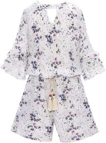 img 4 attached to 👗 Smukke Printed Sleeves: Stylish Girls' Jumpsuits & Rompers with Pockets