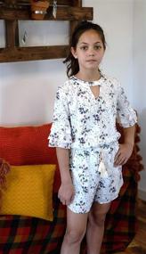 img 3 attached to 👗 Smukke Printed Sleeves: Stylish Girls' Jumpsuits & Rompers with Pockets