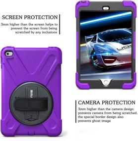 img 1 attached to BRAECN IPad Mini5 Shockproof Case Three Layer Drop Protection Rugged Protective Heavy Duty IPad Mini4 Case With 360 Degree Swivel Stand/Hand Strap And Shoulder Strap For IPad Mini 5/4 Case (Purple)