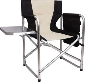 img 4 attached to 🏕️ Portable Camping Directors Chair: Full Aluminum Frame Makeup Chair with Armrest, Side Table, and Storage Bag - Heavy Duty, Lightweight, Supports up to 300 lbs - Perfect for Indoor and Outdoor Use