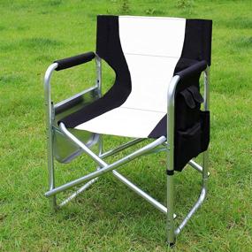 img 3 attached to 🏕️ Portable Camping Directors Chair: Full Aluminum Frame Makeup Chair with Armrest, Side Table, and Storage Bag - Heavy Duty, Lightweight, Supports up to 300 lbs - Perfect for Indoor and Outdoor Use