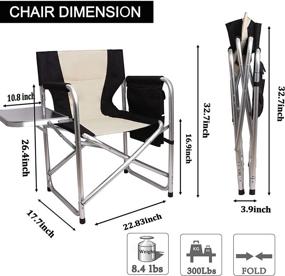 img 2 attached to 🏕️ Portable Camping Directors Chair: Full Aluminum Frame Makeup Chair with Armrest, Side Table, and Storage Bag - Heavy Duty, Lightweight, Supports up to 300 lbs - Perfect for Indoor and Outdoor Use