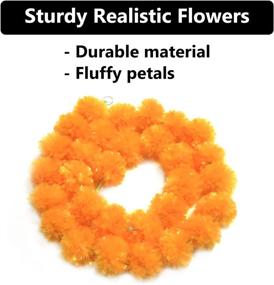 img 2 attached to 🌼 5 Packs Indian Diwali Marigold Garland: 4.7ft Long Artificial Orange Flower Garlands for Wedding, Christmas & Mantle Decoration - Faux Wedding Garland