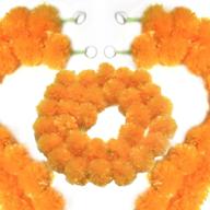 🌼 5 packs indian diwali marigold garland: 4.7ft long artificial orange flower garlands for wedding, christmas & mantle decoration - faux wedding garland logo