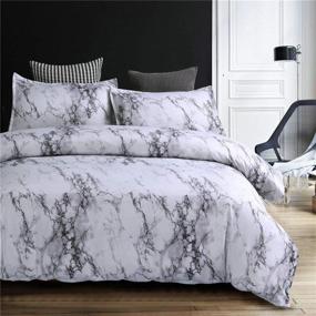 img 2 attached to 🛏️ Stylish Marble Duvet Cover Sets: Queen Size Grey White Bedding Quilt Cover – Soft & Lightweight Microfiber, Modern 3pcs Printed Bed Set – Ideal for Men, Women, Teens, Girls & Boys