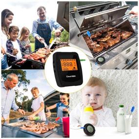 img 2 attached to Ultimate Wireless Meat Grill Thermometer with Bluetooth Adapter - iOS & Android 🔥 Compatible, 6 Probes, Digital & Convenient for Smokers, Grilling, Oven, and BBQ - in Black