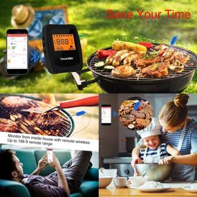 img 3 attached to Ultimate Wireless Meat Grill Thermometer with Bluetooth Adapter - iOS & Android 🔥 Compatible, 6 Probes, Digital & Convenient for Smokers, Grilling, Oven, and BBQ - in Black