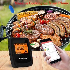 img 1 attached to Ultimate Wireless Meat Grill Thermometer with Bluetooth Adapter - iOS & Android 🔥 Compatible, 6 Probes, Digital & Convenient for Smokers, Grilling, Oven, and BBQ - in Black