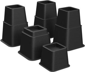 img 4 attached to 🛏️ SONGMICS Furniture Risers Set - 8-Piece Bed Lifts in Multiple Heights, Supports up to 1300 lb, Stackable Extenders for Sofa, Table Legs - Black UCDG001B01