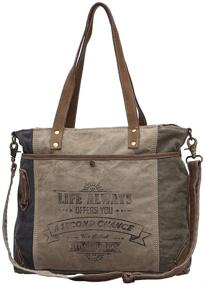 img 1 attached to Myra Bags S-0948 Life Always Upcycled Canvas Shoulder Bag: Tan, Khaki, Brown, in One_Size - Chic & Eco-friendly Fashion Accessory