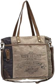 img 2 attached to Myra Bags S-0948 Life Always Upcycled Canvas Shoulder Bag: Tan, Khaki, Brown, in One_Size - Chic & Eco-friendly Fashion Accessory