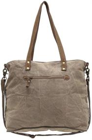 img 3 attached to Myra Bags S-0948 Life Always Upcycled Canvas Shoulder Bag: Tan, Khaki, Brown, in One_Size - Chic & Eco-friendly Fashion Accessory