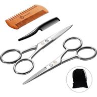 enhanced beard grooming scissors set: tecunite 4-piece kit with mustache beard comb, trimming scissors for men, and convenient storage bag logo