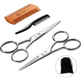 img 4 attached to Enhanced Beard Grooming Scissors Set: TecUnite 4-Piece Kit with Mustache Beard Comb, Trimming Scissors for Men, and Convenient Storage Bag