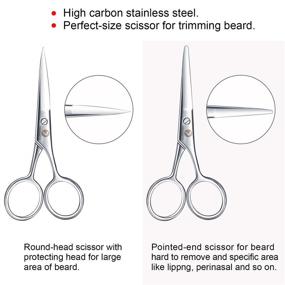 img 3 attached to Enhanced Beard Grooming Scissors Set: TecUnite 4-Piece Kit with Mustache Beard Comb, Trimming Scissors for Men, and Convenient Storage Bag