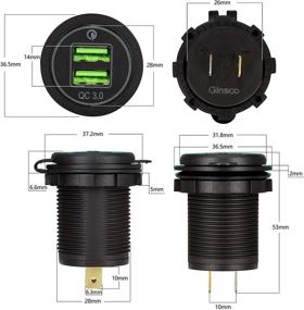 img 3 attached to 🔌 Быстрая зарядка Ginsco Dual USB розетка зарядки с Quick Charge 3.0, 10A предохранительный провод DIY Kit, синий светодиод для автомобиля, лодки, морских судов, мотоциклов, грузовиков, домов на колесах.