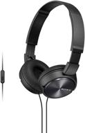sony metallic black foldable headphones with smartphone mic and control: enhanced audio experience logo