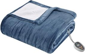 img 4 attached to 🔌 True North Sleep Philosophy Heated Electric Blanket Queen Size - Ultra Soft Plush with Dual Controllers, Auto Shut Off, and Bonus Timer - Blue Sherpa for Ultimate Comfort