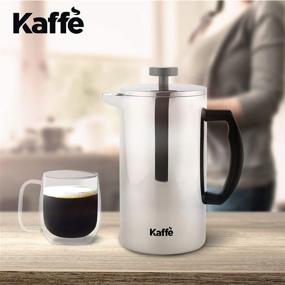 img 2 attached to ☕ Кофеварка French Press Kaffe: двойная стенка из нержавеющей стали, дополнительный фильтр включен, 6 чашек (0,8 л)