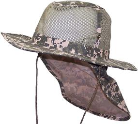 img 1 attached to 🌴 Tropic Hats Summer Wide Brim Mesh Safari/Outback Hat with Neck Flap and Snap Up Sides