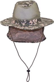 img 3 attached to 🌴 Tropic Hats Summer Wide Brim Mesh Safari/Outback Hat with Neck Flap and Snap Up Sides