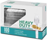 🍴 clear disposable heavy weight plastic forks - 100 packs, ideal for events and parties logo
