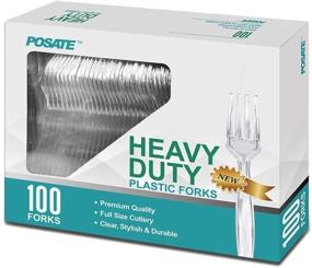 img 4 attached to 🍴 Clear Disposable Heavy Weight Plastic Forks - 100 Packs, Ideal for Events and Parties
