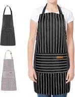 👨 kitchen cooking aprons for women and men [2 pack], cotton waterproof adjustable bib chef apron with pockets - black & white stripe design logo