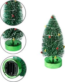 img 2 attached to Varmax Mini Christmas Tree: Prelit Tabletop Bottle Brush Tree with Lights - 9.4'' Green