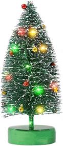 img 4 attached to Varmax Mini Christmas Tree: Prelit Tabletop Bottle Brush Tree with Lights - 9.4'' Green