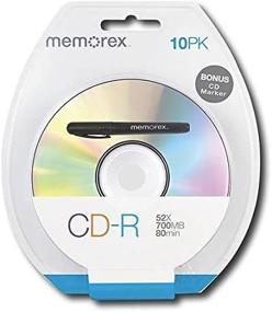 img 2 attached to 📀 Memorex MEMCD-R/10S CD-R Шпиндель в блистере с бонусным маркером для CD, 10 штук - ограниченный запас