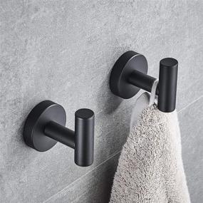img 3 attached to Stylish and Functional Matte Black Towel Hooks for Bathroom and Kitchen - Set of 2 Stainless Steel Single Coat Hooks for Small Towels, Hats, and More