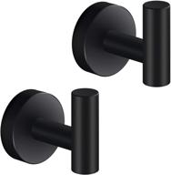 stylish and functional matte black towel hooks for bathroom and kitchen - set of 2 stainless steel single coat hooks for small towels, hats, and more logo