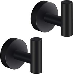 img 4 attached to Stylish and Functional Matte Black Towel Hooks for Bathroom and Kitchen - Set of 2 Stainless Steel Single Coat Hooks for Small Towels, Hats, and More