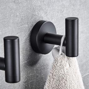img 2 attached to Stylish and Functional Matte Black Towel Hooks for Bathroom and Kitchen - Set of 2 Stainless Steel Single Coat Hooks for Small Towels, Hats, and More