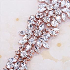 img 1 attached to 💎 Exquisite Rhinestone Applique in Rose Gold, Perfect for Wedding Dress Sash - 1 Piece (11.6" x 2.3")