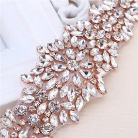 img 2 attached to 💎 Exquisite Rhinestone Applique in Rose Gold, Perfect for Wedding Dress Sash - 1 Piece (11.6" x 2.3")