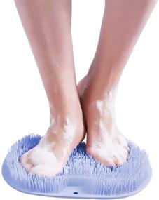 img 4 attached to 🚿 Shower Foot Scrubber - Foot Cleaner and Massager for Men and Women, Promotes Circulation, Relieves Foot Discomfort, Non-Slip with Suction Cups (Blue)