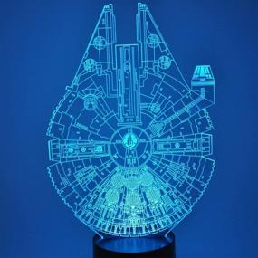 img 1 attached to 🚀 ETHAN ALLEN Optical Illusion 3D Glow LED Nightlight - Star Wars Millennium Falcon Model: 7 Color Changing Decor Lamp