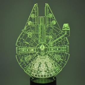 img 2 attached to 🚀 ETHAN ALLEN Optical Illusion 3D Glow LED Nightlight - Star Wars Millennium Falcon Model: 7 Color Changing Decor Lamp