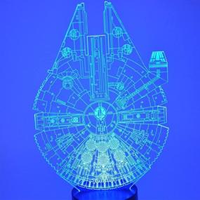 img 3 attached to 🚀 ETHAN ALLEN Optical Illusion 3D Glow LED Nightlight - Star Wars Millennium Falcon Model: 7 Color Changing Decor Lamp