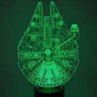 🚀 ethan allen optical illusion 3d glow led nightlight - star wars millennium falcon model: 7 color changing decor lamp логотип