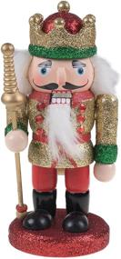 img 4 attached to 👑 Clever Creations 6-inch Traditional Wooden Nutcracker in Gold King Design - Festive Christmas Décor for Shelves and Tables