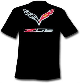 img 2 attached to 🏎️ C7 Corvette Stingray Z06 with Crossed Flags T-Shirt: Sleek Black, XX-Large