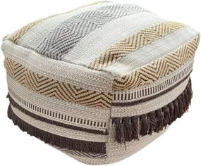 img 4 attached to 🪑 MLADEN Unstuffed Cotton Linen Pouf Cover - Stylish Brown Decorative Ottoman Footrest Cover