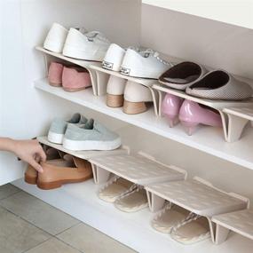 img 4 attached to 👠 Shoe Stacker Slotz Space Saver: Closet Shoe Organization - 4 Pack Apricot, No Assembly Required