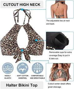 img 3 attached to 👙 RELLECIGA Women's Keyhole Cutout Halter High Neck Bikini Top